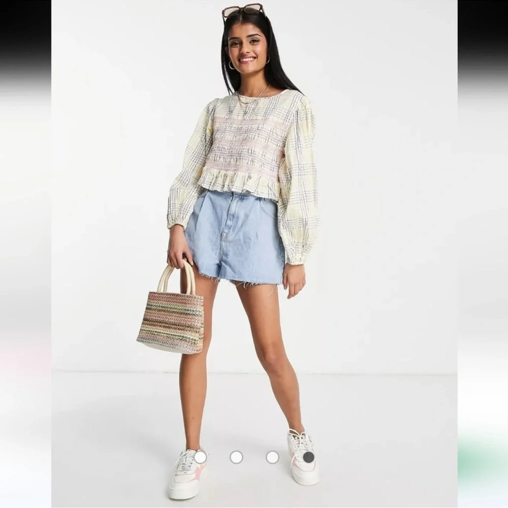 ASOS Multicolor Plaid Ruffle Top - Picture 4 of 12